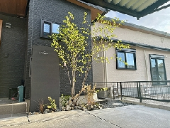 ブラックの外観に映える、機能美とやさしさを両立した外構｜霧島市 N様邸