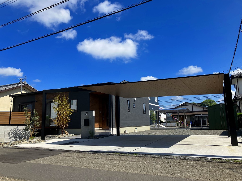 カーポートSC梁延長　木目調　フェンスAB　LIXIL