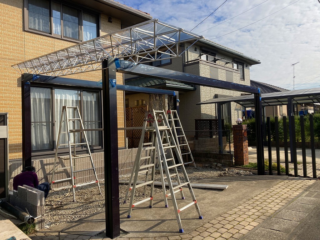 Mシェード組み立て 屋根材